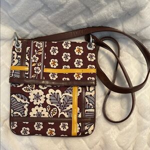 Vera Bradley Brown and Yellow Floral Crossbody Bag